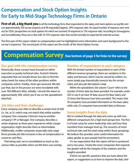 Brightlights and Acetech Compensation Survey 2017