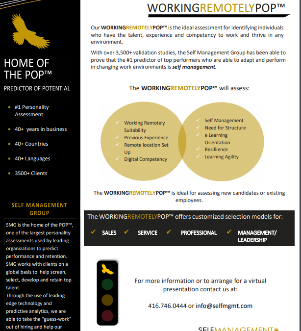 An assessment tool to evaluate the ability to work remotely